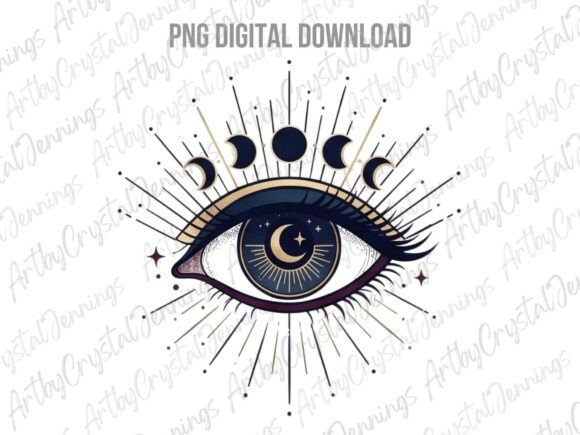 Download Celestial Mystic Eye Moon Phases PNG - Celestial Collection