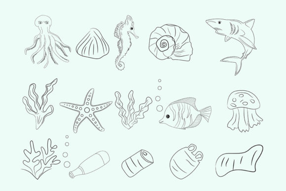 Download Sea Animal Doodles, Underwater Vectors - Premium Resources