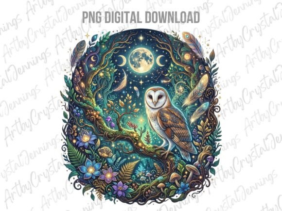 Download Celestial Night Owl Forest PNG - Celestial Collection
