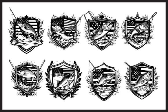 Download Vintage American Fishing Emblems - Emblems Collection
