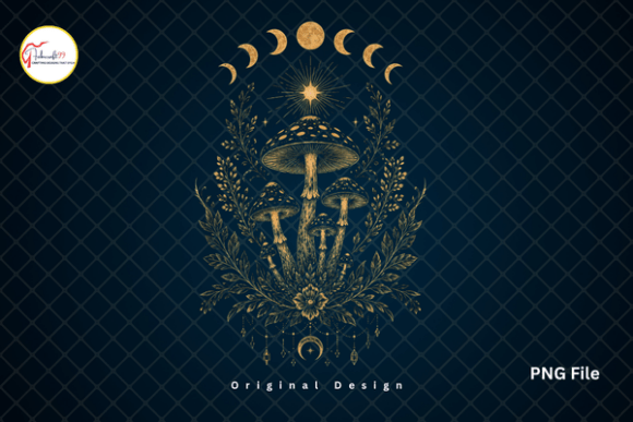 Download Celestial Mystic Moon Phase Mushroom PNG - Celestial Collection
